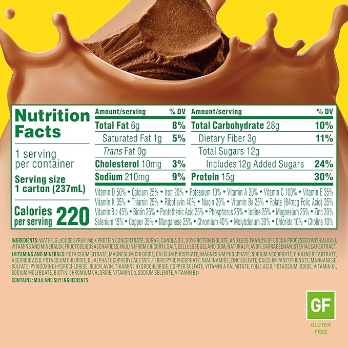 Carnation Breakfast Essentials High Protein with Fiber Ready-to-Drink8 FL OZ CartonRich Milk Chocolate(Pack of 48)