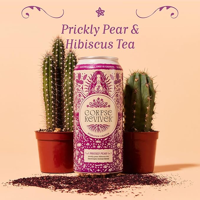 Corpse Reviver: Electrolyte Hydration Drink | 175mg Magnesium 325mg Potassium 20mg Zinc Sodium L-Theanine (Organic Non-Alcoholic Sparkling Water) Prickly Pear 12-Can