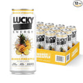 Lucky Energy Sugar Free Energy Drinks Mango Pineapple 16oz Cans (12-Pack) Healthy Zero Sugar Energy Drink with Maca Ginseng Beta-Alanine Taurine &amp 200mg Caffeine