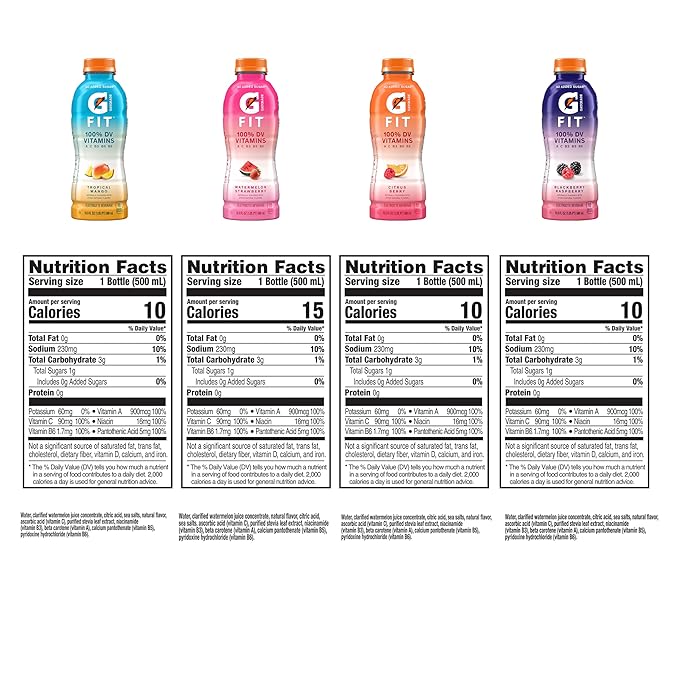 Gatorade Fit Electrolyte Beverage Healthy Real Hydration New 2.0 4 Flavor Variety Pack 16.9.oz Bottles (12 Pack)
