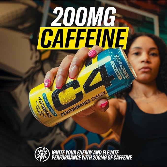 C4 Energy Carbonated Zero Sugar Energy Drink Pre Workout Drink + Beta Alanine Orange Slice 16 Fl Oz (Pack of 12)