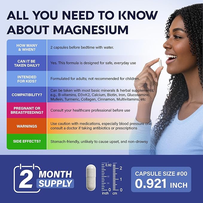 Magnesium Glycinate - Sleep &amp Relaxation Support - Extra Strength Glycinate Glycine &amp Taurine 1500 mg - Magnesium Supplement for Women &amp Men - Chelated &amp High Absorption - Made in USA
