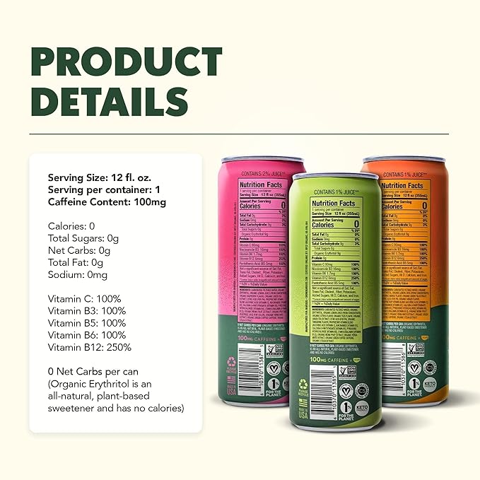 Marquis | Organic Energy Drink Alternative with Organic Plant Based Caffeine | Vegan Zero Calorie Sugar Free Sparkling Yerba Mate | Keto Energy Drinks Alternative | Citrus Yuzu x2+ Super Berry x2