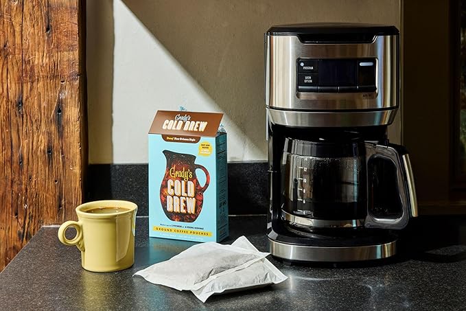 GRADY’S COLD BREW New Orleans Style - DECAF 100% Arabica Ground Coffee &amp Chicory Pouches TWO Bundles of 4 Easy-to-Brew Bean Bags Makes 24 drinks