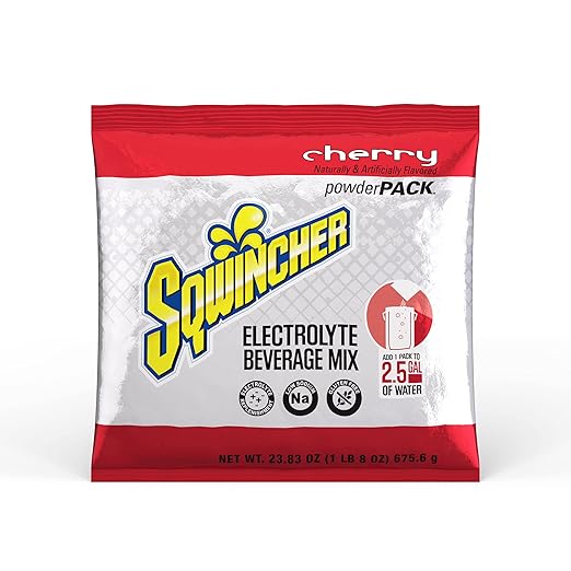 Sqwincher Powder Pack Assorted Flavor Electrolyte Drink Concentrate 23.83 oz Packet (Pack of 32)Cherry016047-CH