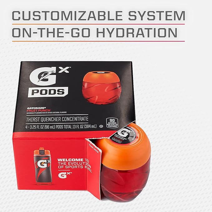 Gatorade Gx Hydration System Non-Slip Gx Squeeze Bottles Or Gx Sports Drink Concentrate Pods - 4 count (Pack of 6)