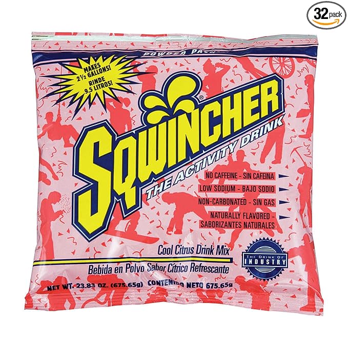Sqwincher Powder Pack | Cool Citrus Flavored | Low Calorie | Low Sodium | Electrolyte Replenishment Hydration Drink Mix | Just Add to 2.5 Galons of Water | 23.83 oz Packet (Pack of 32)