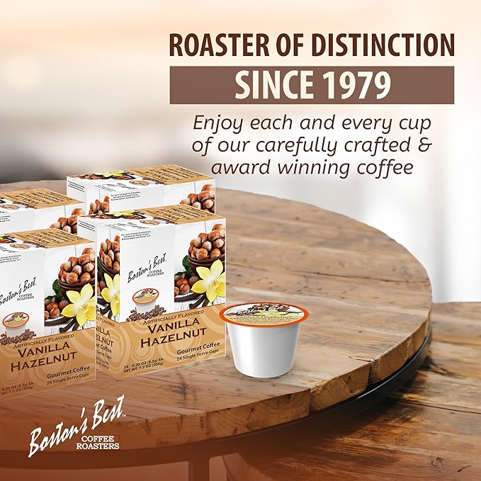 Boston’s Best - Vanilla Hazelnut Delicious Medium Roast Flavored Gourmet Coffee Compatible with Keurig Coffee Maker 24 Count (Pack of 4)