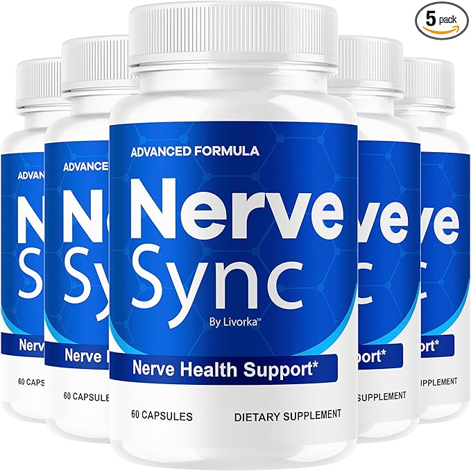 (5 Pack) Nerve Sync Capsules - Official NerveSync Advanced Nerve Health Supplement Pills - Maximum Strenght Natural Nerve Sync for Wellness &amp Health Support Pills Reviews 300 Capsules for 5 Mont