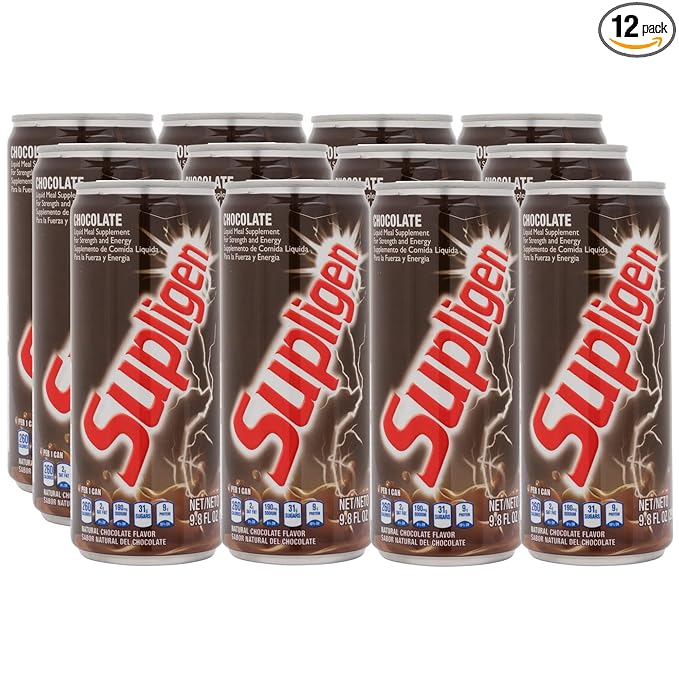 Supligen Chocolate Liquid Meal Supplement 9.87 oz (Pack of 12) – Protein &amp Vitamin Shake for Energy Strength &amp Recovery – Ready-to-Drink Nutritional Meal