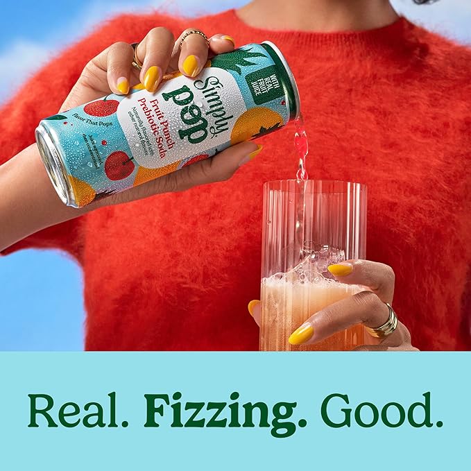 Simply Pop Soda Prebiotic Fruit Punch 12 fl oz (Pack of 12)