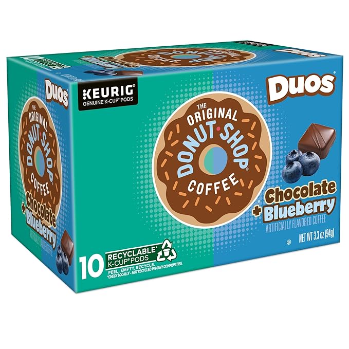 The Original Donut Shop Duos Chocolate Blueberry Coffee Keurig Single-Serve K-Cup Pods 60 Count (6 Packs of 10)
