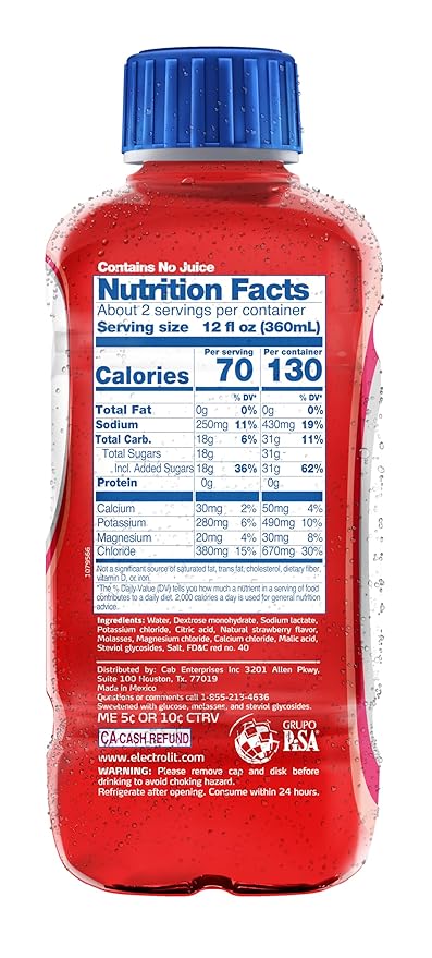 Electrolit Electrolyte Beverage Strawberry 21 Fl Oz bottle (Pack of 12)
