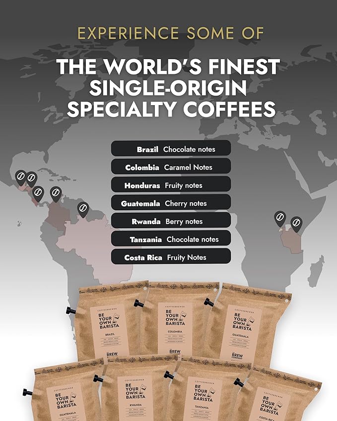 Christmas Coffee Gifts for Men &amp Women - 14 of the World's Finest Single Estate Specialty Coffees in Sampler Box for Coffee Lovers | Perfect Secret Santa Gift Set Idea with Unique Coffeebrewers