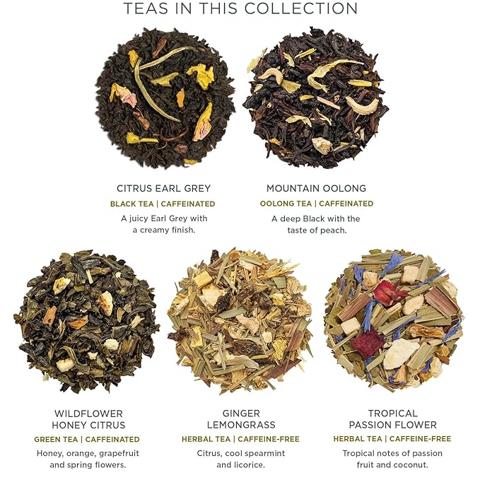 Tea Forte Premium Presentation Box Gift Set Sampler 20 Count Assorted Blends Individually Wrapped Handcrafted Pyramid Infuser Bags Demoiselle Tea