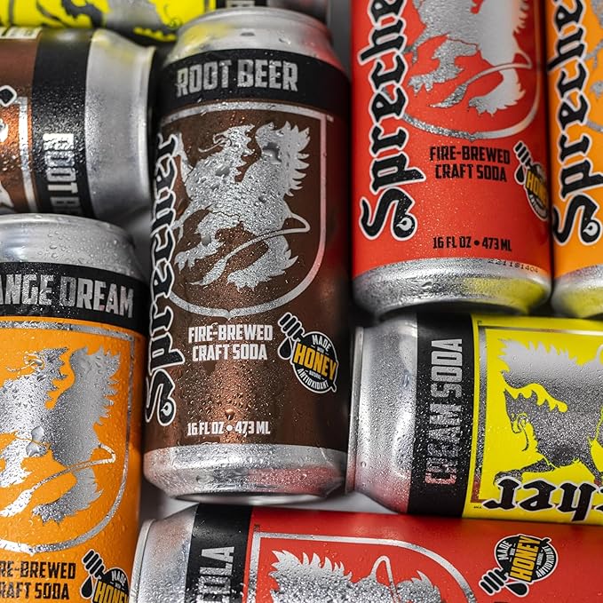 Sprecher Brewing Company Best Sellers Variety Pack in 16 Fl Oz Cans (12 Pack) Root Beer Cream Soda Orange Dream Cherry Cola - Premium Gourmet Craft Soda