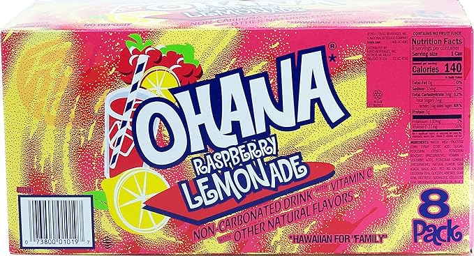 Ohana! raspberry lemonade non-carbonated caffeine free 12-fluid ounce cans 8-pack in box (6)