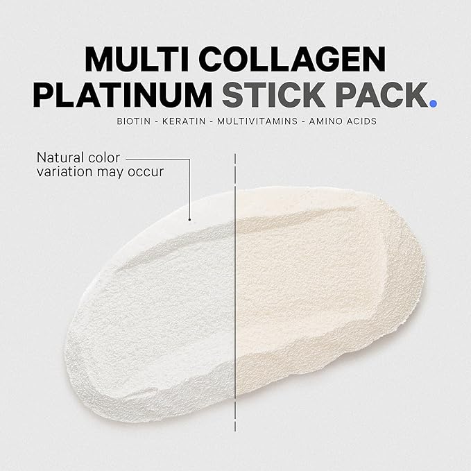 Codeage Multi Collagen and Biotin 10000 mcg + Vitamin C B6 &amp D3 Keratin Hyaluronic Acid Niacin 18 Amino Acids - Stick Packs Supplement - 5 Types Collagen Protein – 30 Powder Packets