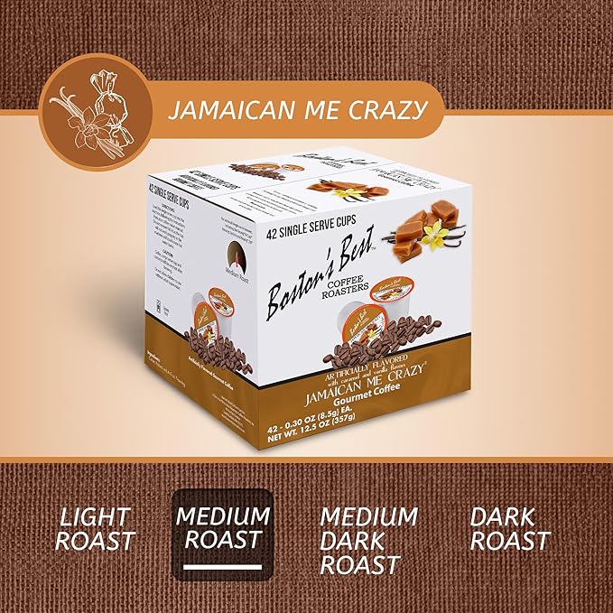 Boston’s Best - Jamaican Me Crazy Flavored Coffee Delicious Gourmet Compatible with Keurig Coffee Maker 1 Count (42 Single Serve Cups)