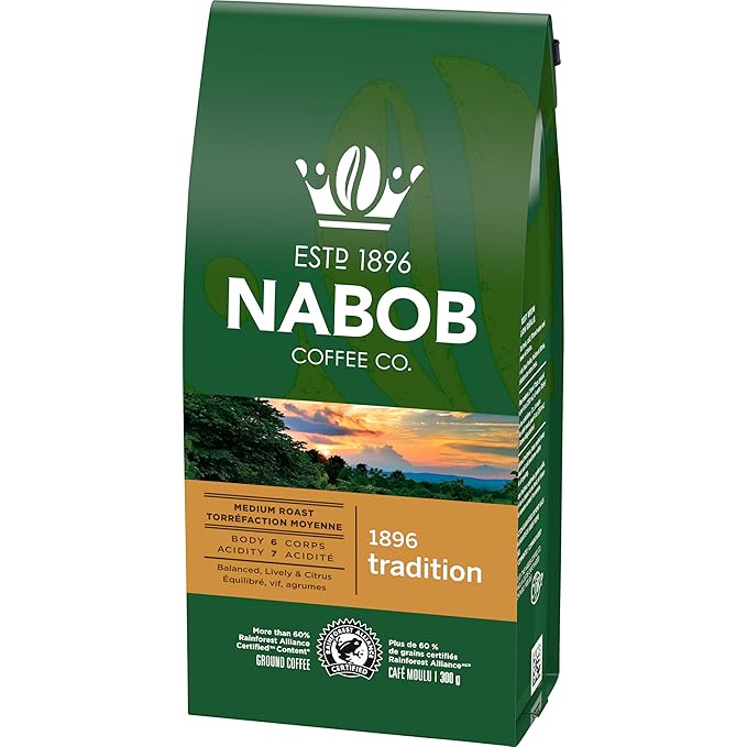 Nabob 1896 Tradition Ground Coffee 300g/10.6 oz. (Pack of 6) {Imported from Canada}