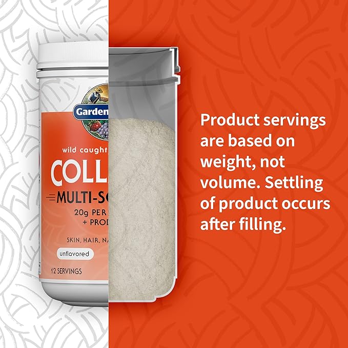 Garden of Life Marine &amp Grass-Fed Collagen Peptides Powder Supplement (Type I III) with Probiotics &amp BCAAs for Mobility Joint Health Hair Skin &amp Nails - Unflavored 20g per Serving 12