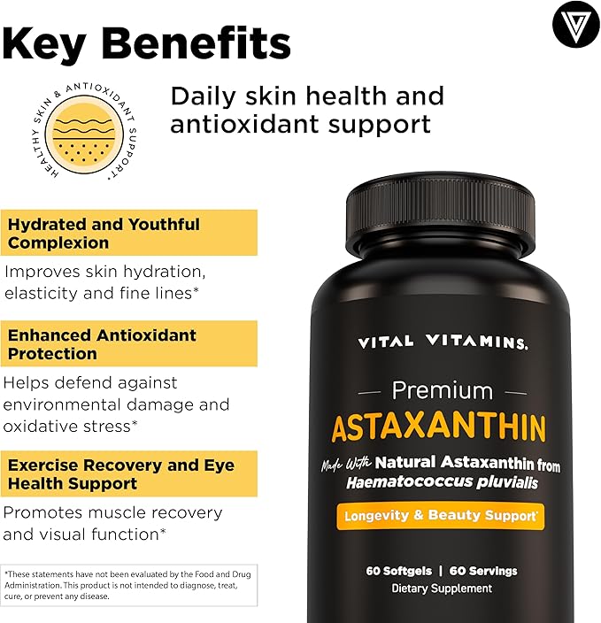 Vital Vitamins Multi-Collagen Powder 30 Servings + Astaxanthin 60 ct