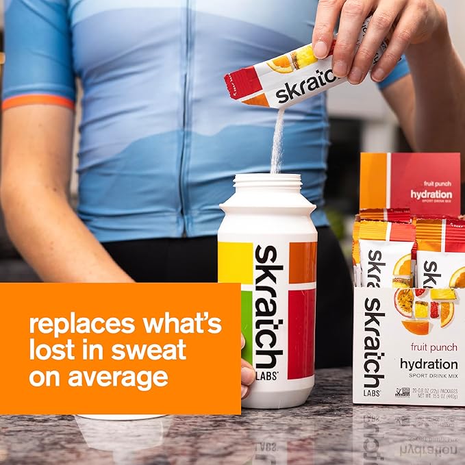 Skratch Labs Hydration Sports Drink Mix Packets – Real‑Fruit Electrolyte Powder for Fast Hydration &amp Endurance | Fruit Punch | 20 Pack | Vegan Non‑GMO Clean Ingredients