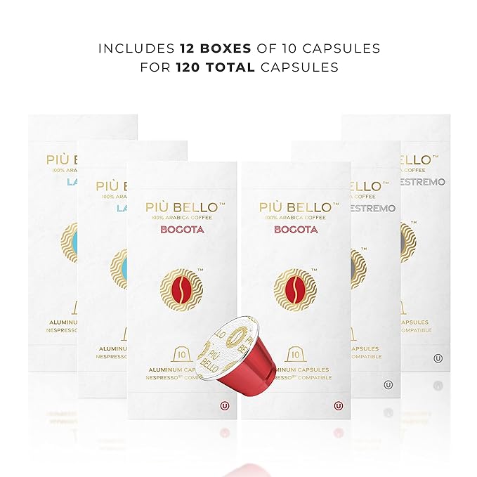 Piu Bello Espresso Coffee Pods for Nespresso Original Machines – Variety Pack – Compatible Capsules with 3 Intense Flavors – Dark Roast Low Acidity – Rich &amp Balanced Taste – Kosher (3-Flavor Mult