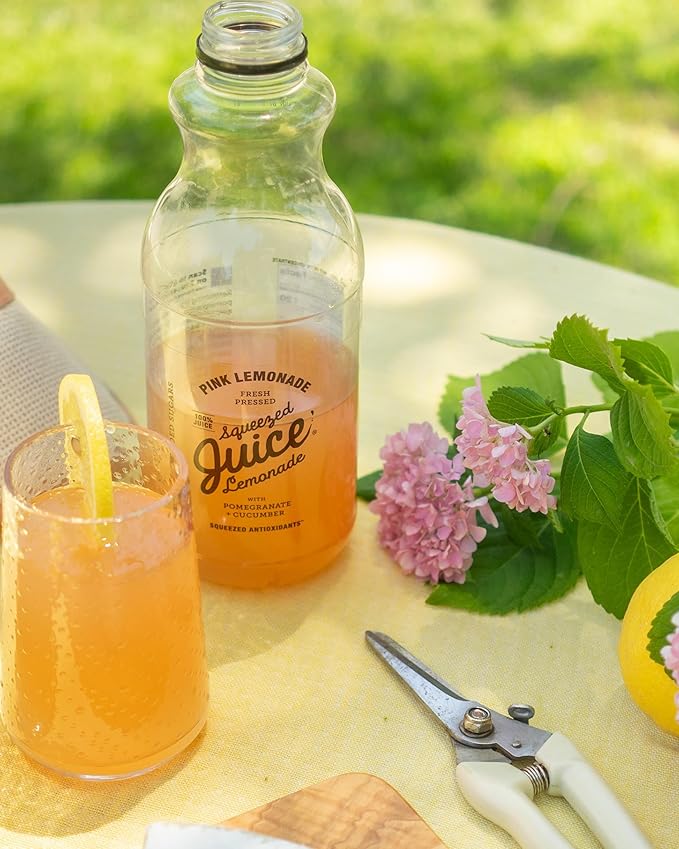 Squeezed Juice Pink Lemonade 100% Juice - 32 FL OZ Multi-Serve Bottle | HPP Pasteurized | Not from Concentrate | Fresh Pressed | California Fruit Juice…