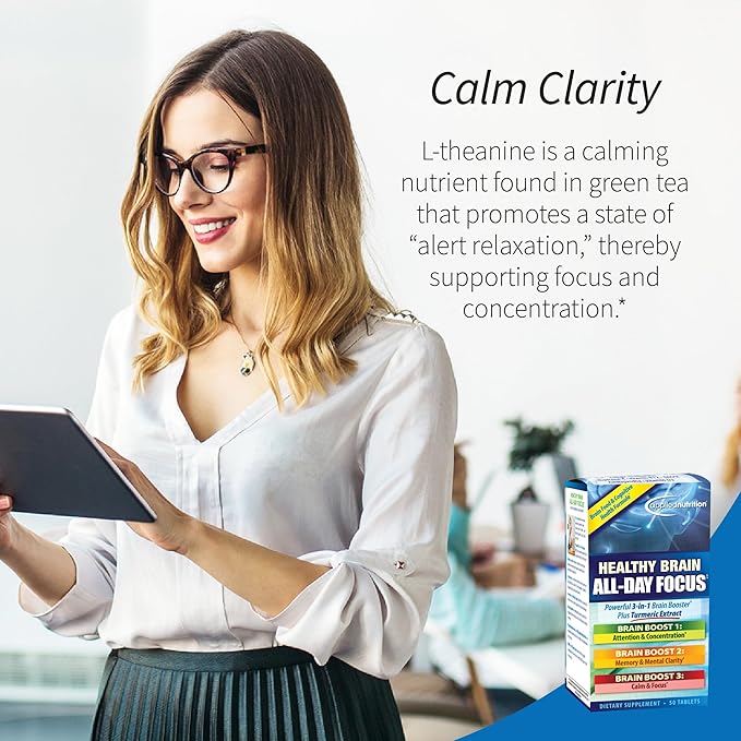 Applied Nutrition Healthy Brain All-Day Focus - 50 Tablets Pack of 2 - Powerful 3-in-1 Brain Booster with Turmeric Extract - 50 Total Servings