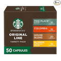 Starbucks by Nespresso Original Line Mild Variety Pack Coffee 50-count Espresso Pods Presentation may vary