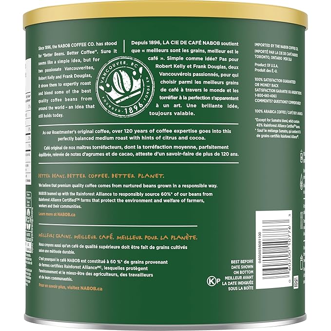 Nabob Traditional Fine Grind Ground Coffee 930g/32.8 oz. (Pack of 6) {Imported from Canada}