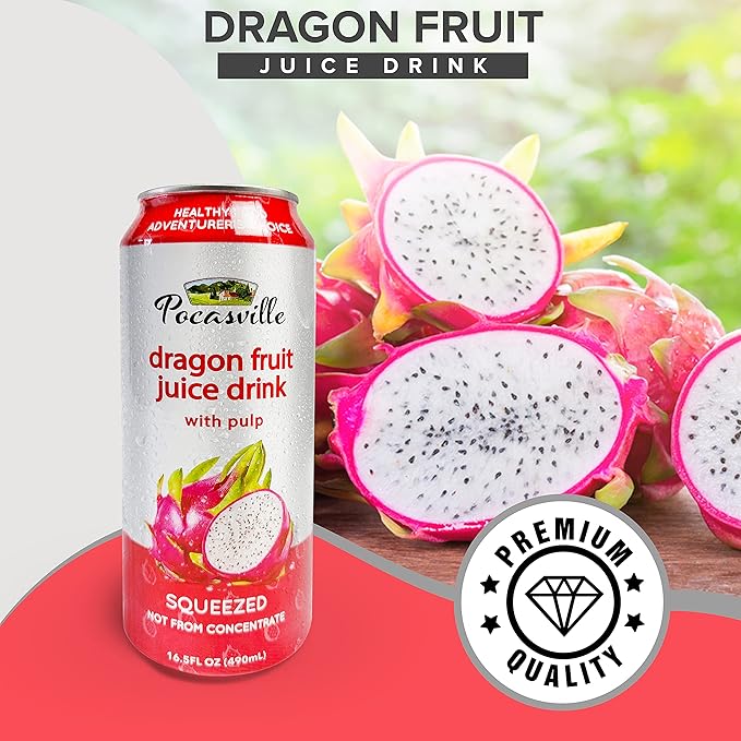 Pocasville Fruit Juices 16.5 Fluid Ounce (Pack of 12) (Dragon Fruit)