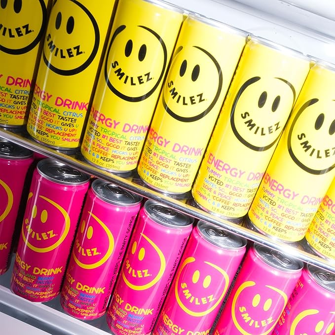 Smilez Energy Drink Variety Pack Tropical Citrus/Island Berry 12 Fl Oz Cans (Pack of 12)