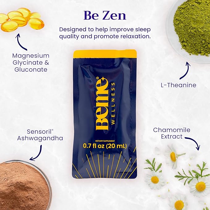 BeMe BeRadiant Peach &amp BeZen Bundle - Liquid Collagen &amp Magnesium Glycinate L-Theanine Supplements