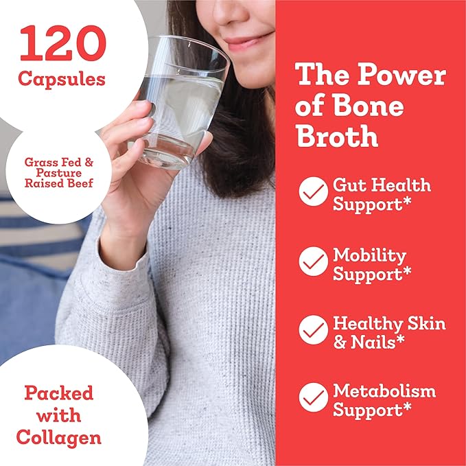 Dr. Kellyann Bone Broth Capsules | 500mg Collagen Per Serving | Supports Gut Health | Joint &amp Cartilage Repair | Skin Hair Nails | Fasting Support | Grass-Fed Beef | Digestive Wellness | 40 Servin