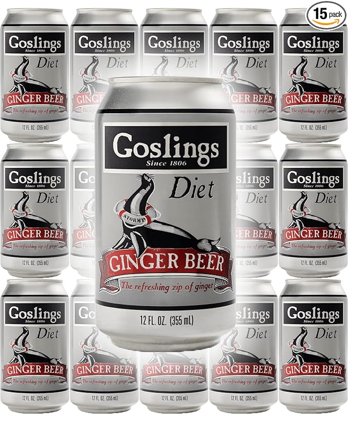 Goslings Diet Ginger Beer Ginger Beer All Natural Flavor with the Refreshing Zip of Ginger 12 Oz (Pack of 15 Total of 180 Oz)