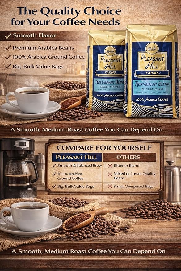 Pleasant Hill Farms Arabica Ground Coffee 5 lb 2-pack