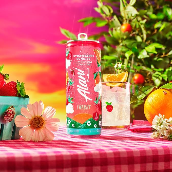Alani Strawberry Sunrise Winter Wonderland &amp Cotton Candy Energy Drink - Sugar Free Low Calorie Energy Drinks - 12 fl oz Can 6 Pack