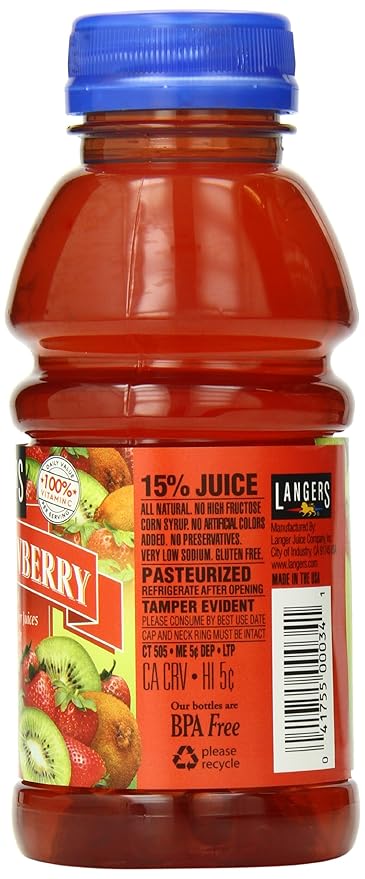 Langers Juice Cocktail Kiwi Strawberry 10 Fl Oz (Pack of 12)