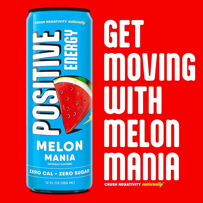 Positive Energy Drink - Variety Pack | Zero Sugar Zero Calorie 12oz Cans (Pack of 12) | Hydrating Electrolytes Immunity Support with Zinc Healthy Energy Boost
