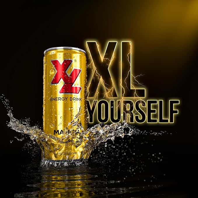 XL Energy Drinks Sugar Free Mango Energy Drink 24 pack with 80mg Caffeine and 100 mg Taurine with B Vitamins - Boost Focus and Energy with Zero Sugar Low Calorie Energy Drinks - 250 ml (8.4 Oz) Mango
