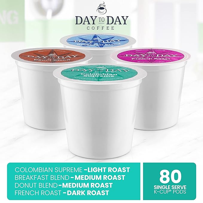 Day To Day 80-Count Regular Variety Pack Single Serve Coffee Pods for K-Cup Keurig Brewers