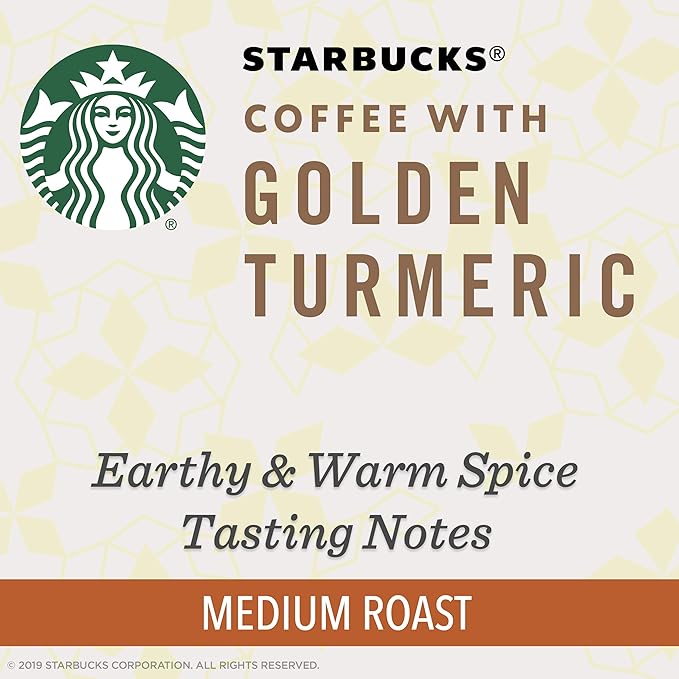 Starbucks Medium Roast K-Cup Coffee Pods with Golden Turmeric — for Keurig Brewers — 4 boxes (48 pods total)