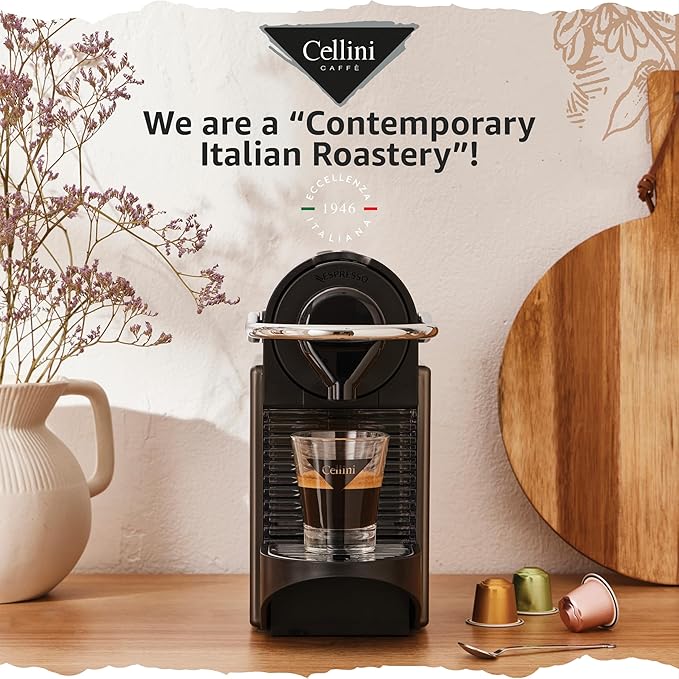 Cellini Caffè Intenso Aluminum Nespresso Pods 120 Count Dark Roast Coffee Capsules 100% Nespresso Original Machine Compatible Extra Strong
