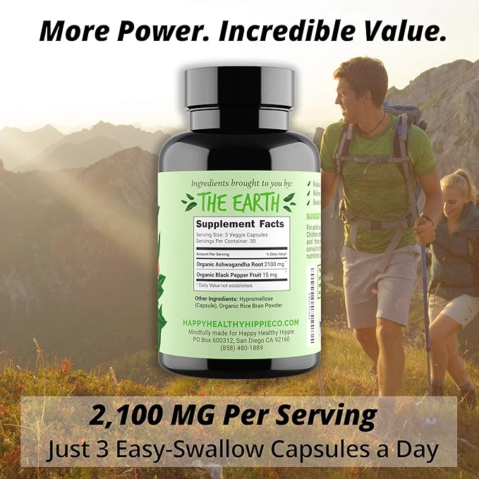 Happy Healthy Hippie Organic Ashwagandha Capsules &amp Vegan Collagen Builder