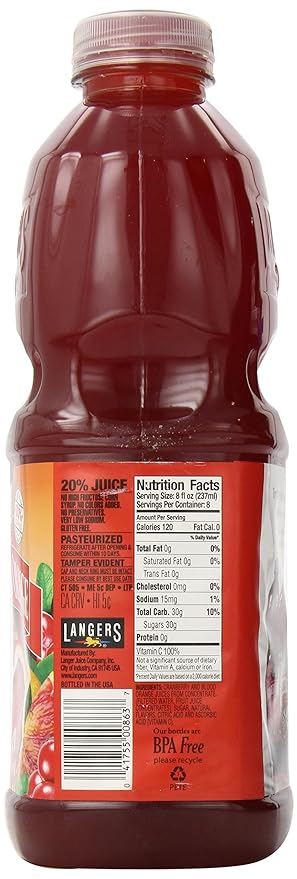 Langers Juice Cocktail Cranberry Blood Orange 64 Fl Oz (Pack of 8)