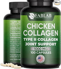 FabLab Chicken Sternum Cartilage Type II Collagen Capsules - Nutritional Supplement for Joints-1000mg per Serving - Non-GMO Anti-Aging Dietary Product with Hydrolyzed Peptides- 100 Capsules