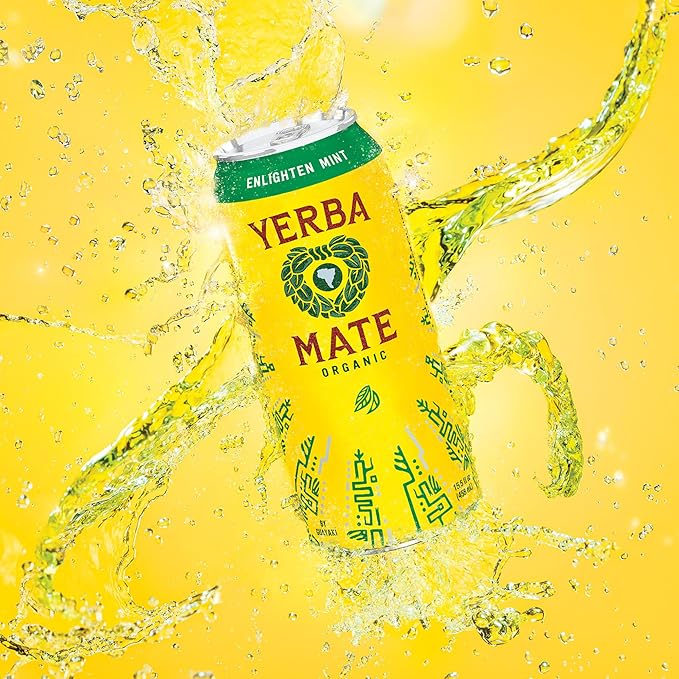 Yerba Madre Organic Yerba Mate Clean Energy Drink Alternative Bundle Enlighten Mint &amp Bluephoria Flavors 15.5 Oz (Pack of 24) 150mg Natural Caffeine Smooth Energy &amp Focus