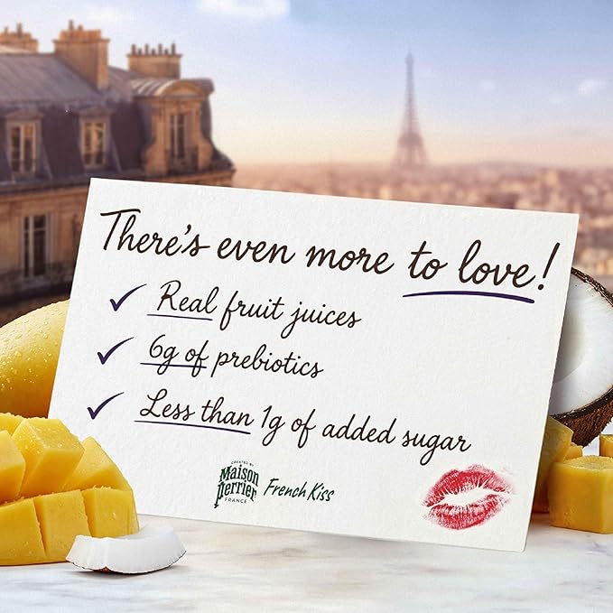 Maison Perrier French Kiss Sweetened Sparkling Juice Beverage Mango &amp Coconut Flavors With Real Fruit Juices 24Pk